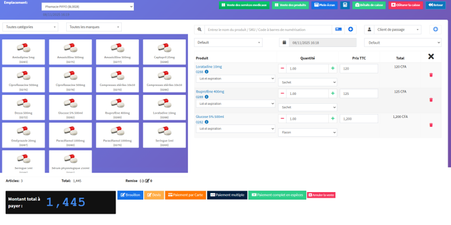Module caisse Uptiimum ERP